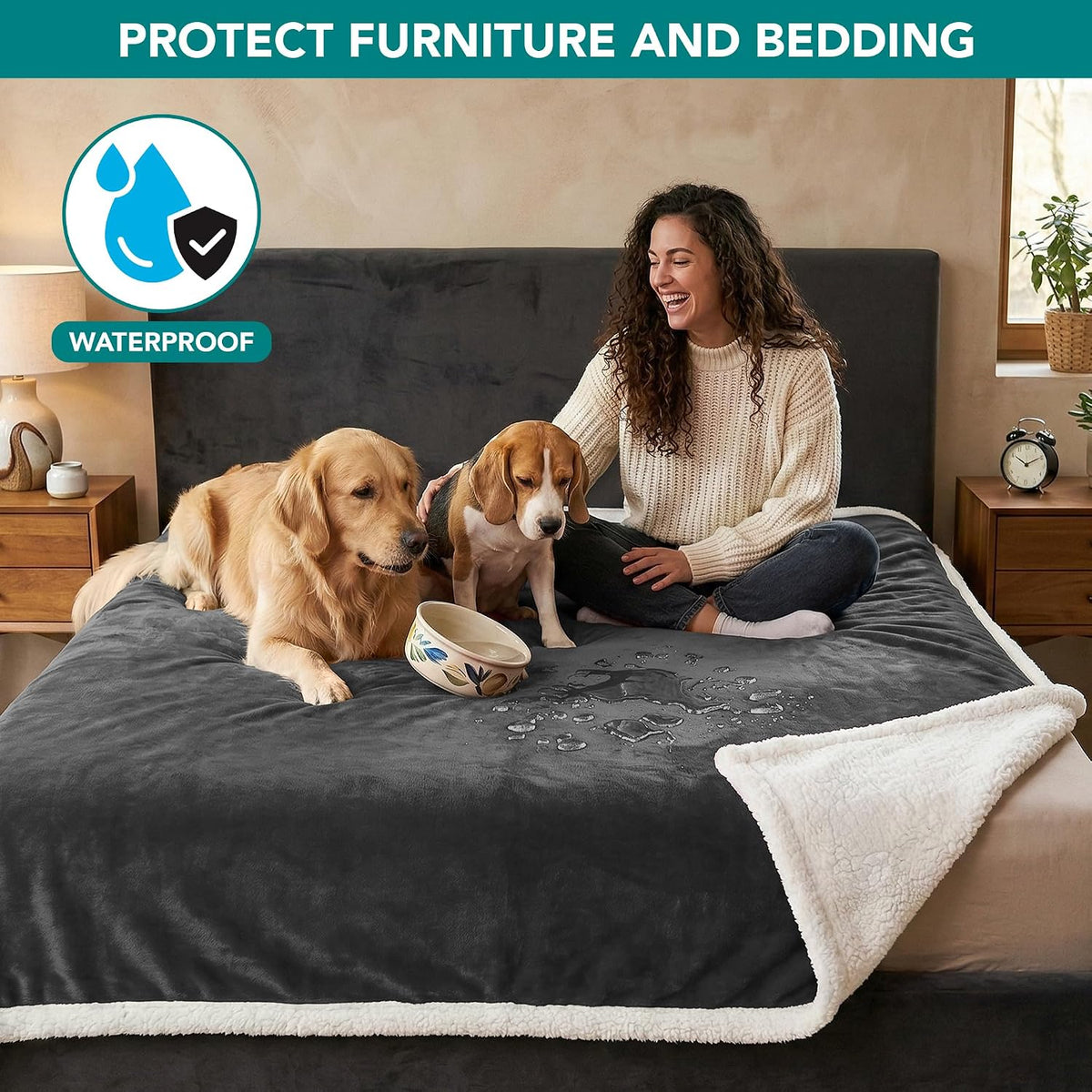 Dog resting on the PetAmi waterproof blanket
