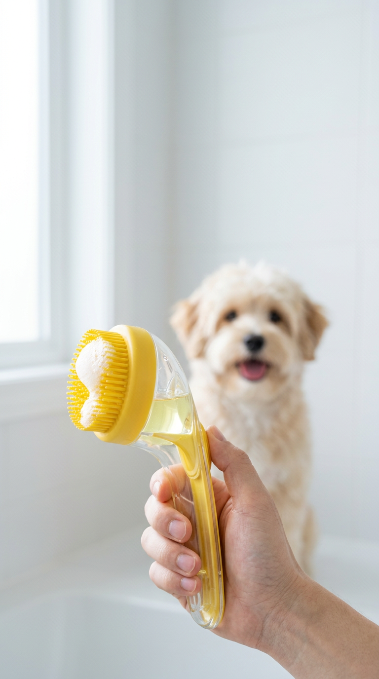 PawMist bath brush for dogs and cats